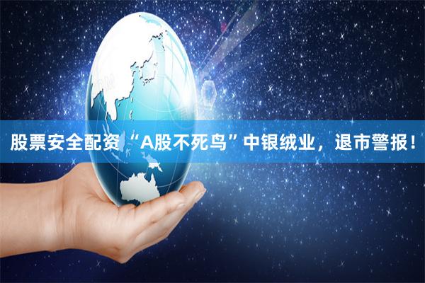 股票安全配资 “A股不死鸟”中银绒业，退市警报！